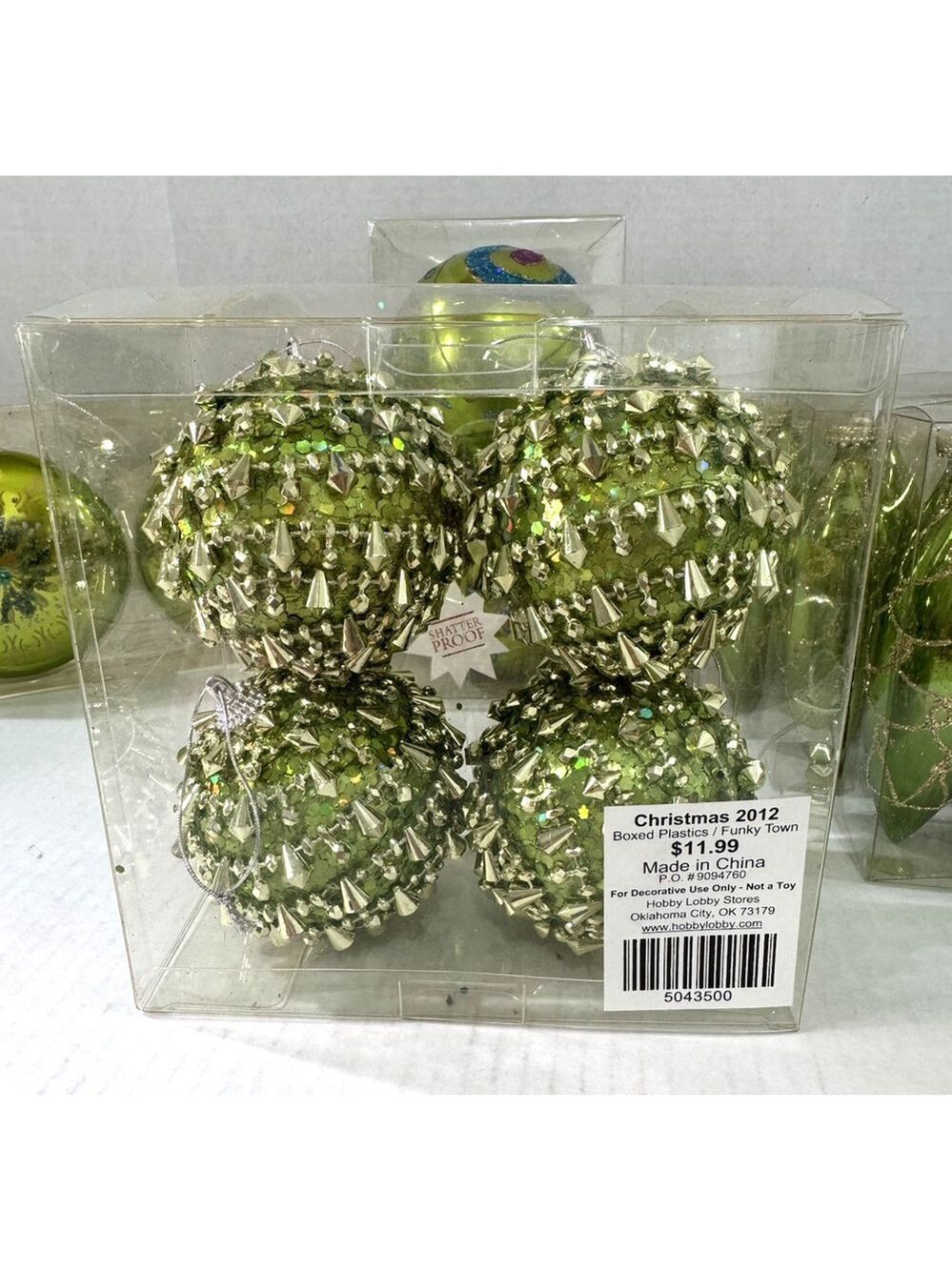 Lot of 20 Hobby Lobby + Home Goods Glass Christmas Ornaments Green Gold Silver - Picture 6 of 13